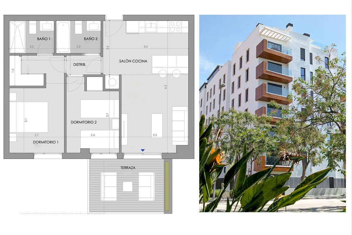 Außenansicht der modernen Neubau-Wohnanlage – Strandlage Torre del Mar Costa del Sol